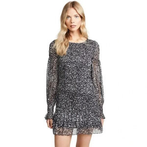 LoveShackFancy Silk Scarlett Mini Dress in Evening Sky Size Small